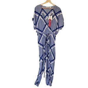 Sass & Bide The Flight Tigers & Lions Split-leg Jumpsuit Sz L Resortwear